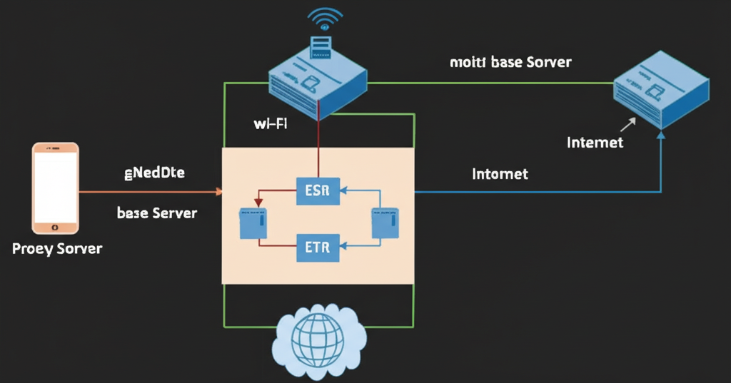 Diagram showing how mobile proxies connect through cellular networks